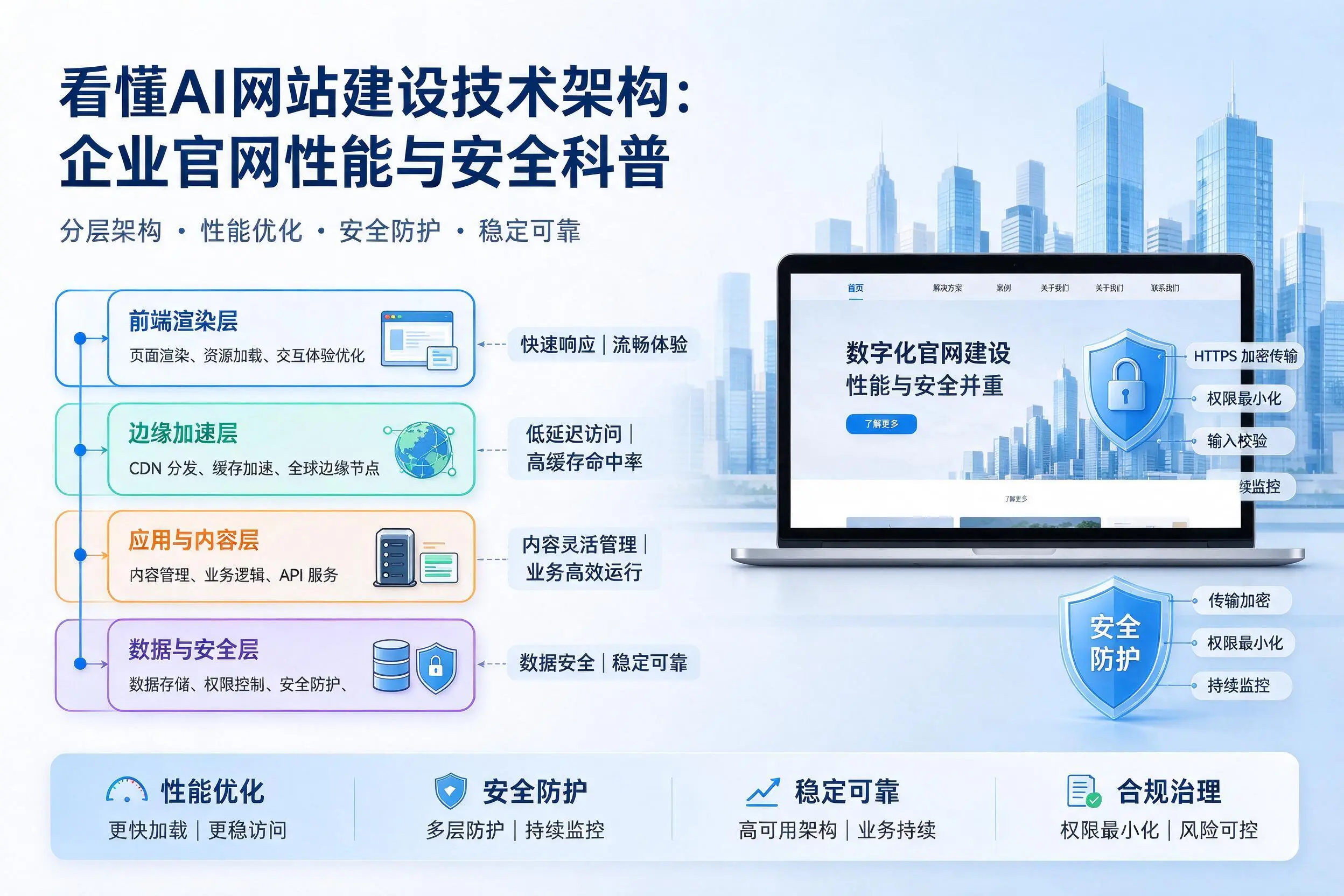 看懂AI网站建设技术架构:山西企业官网性能与安全科普