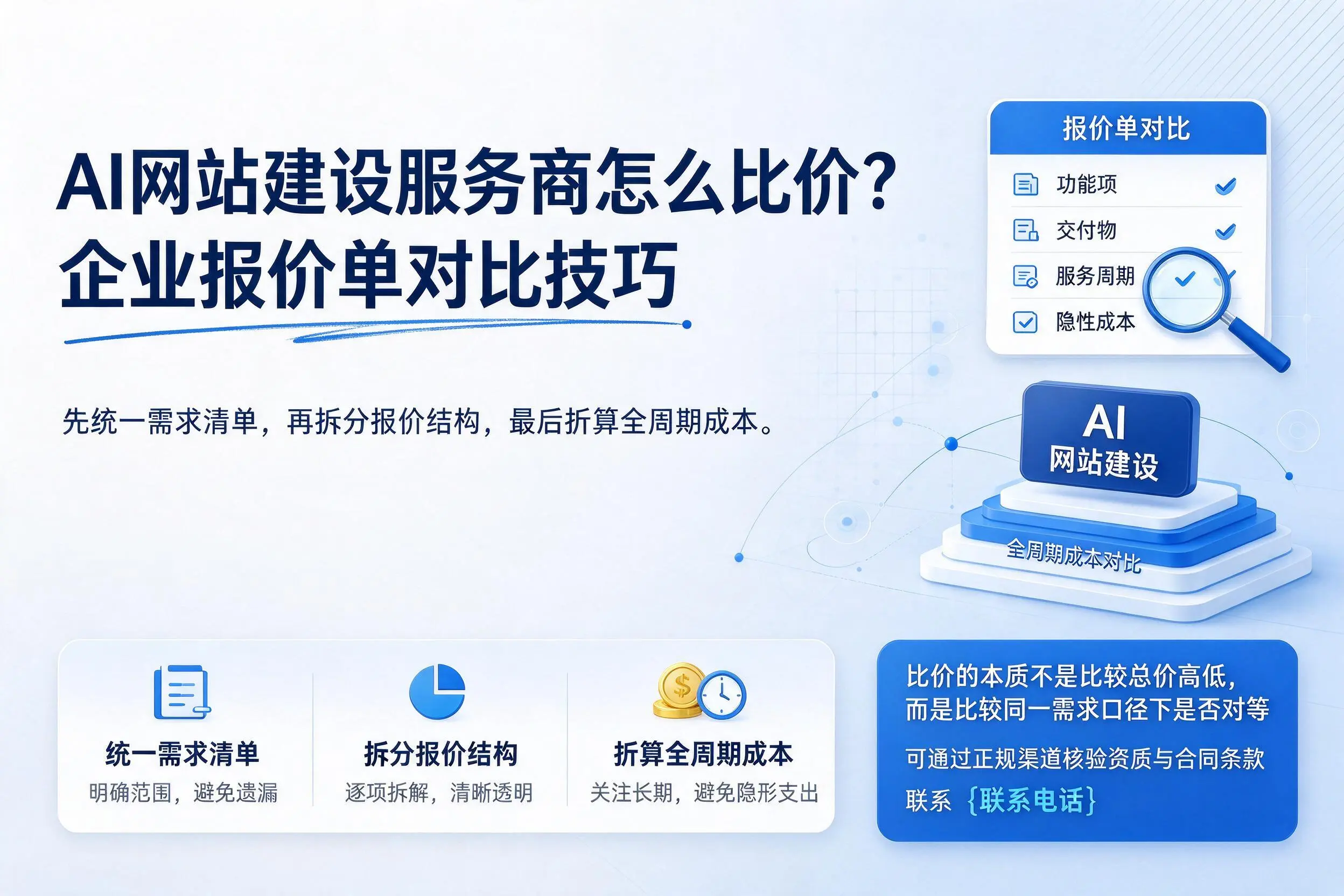 AI网站建设服务商怎么比价?山西企业报价单对比技巧