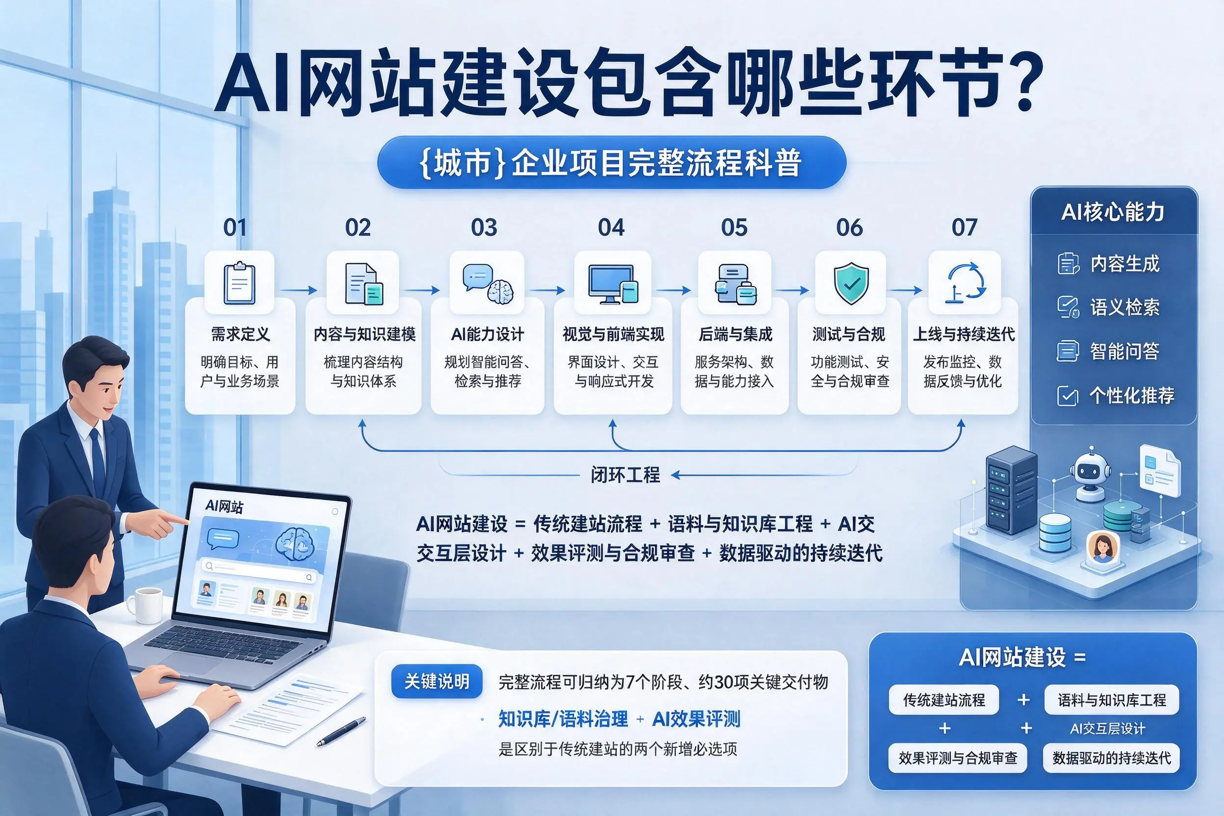 AI网站建设包含哪些环节？山西企业项目完整流程科普
