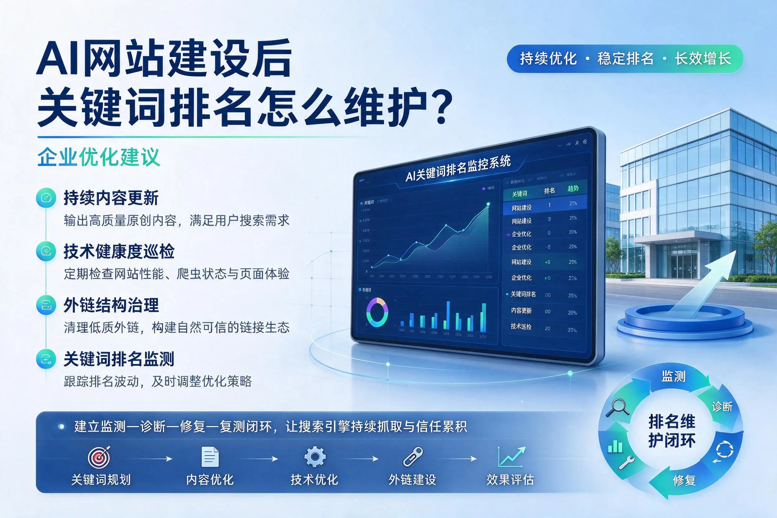 AI网站建设后关键词排名怎么维护?山西企业优化建议
