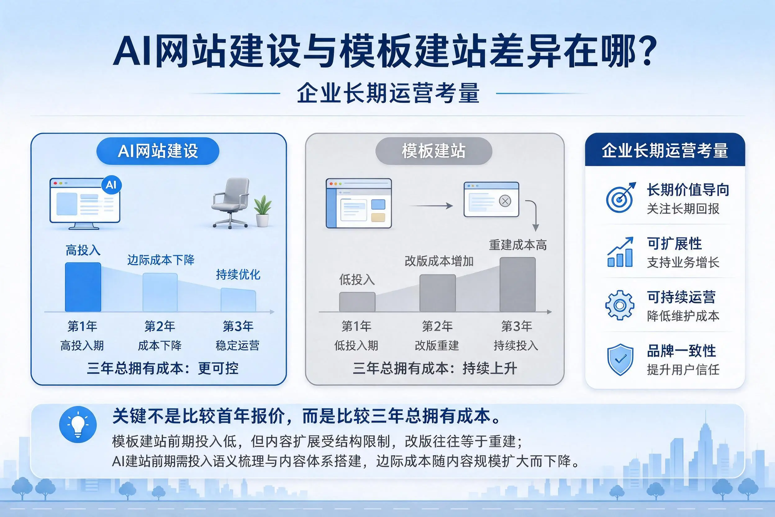 AI网站建设与模板建站差异在哪？山西企业长期运营考量