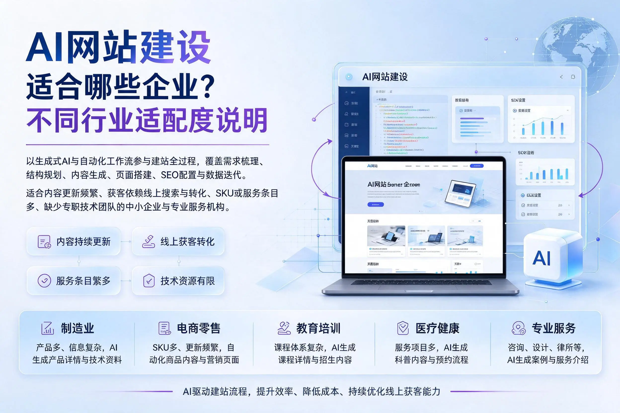 AI网站建设适合哪些企业？山西不同行业适配度说明
